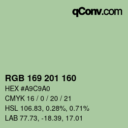 Color code: RGB 169 201 160 | qconv.com