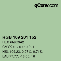 Color code: RGB 169 201 162 | qconv.com