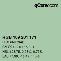 Color code: RGB 169 201 171 | qconv.com