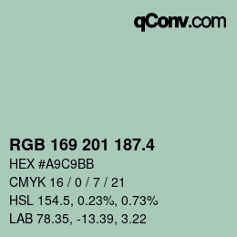 カラーコード: RGB 169 201 187.4 | qconv.com