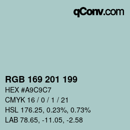 カラーコード: RGB 169 201 199 | qconv.com