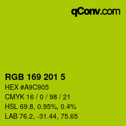 Color code: RGB 169 201 5 | qconv.com