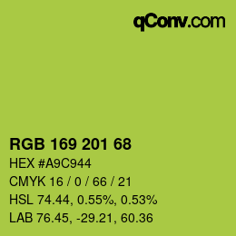 Color code: RGB 169 201 68 | qconv.com