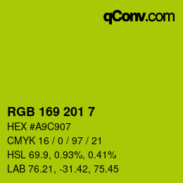 Color code: RGB 169 201 7 | qconv.com