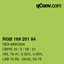 Color code: RGB 169 201 84 | qconv.com