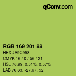 Color code: RGB 169 201 88 | qconv.com