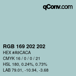 Código de color: RGB 169 202 202 | qconv.com
