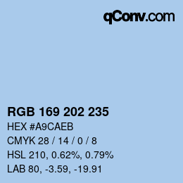 Código de color: RGB 169 202 235 | qconv.com