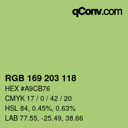 颜色代码: RGB 169 203 118 | qconv.com
