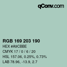 颜色代码: RGB 169 203 190 | qconv.com