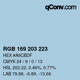 カラーコード: RGB 169 203 223 | qconv.com