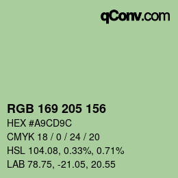 カラーコード: RGB 169 205 156 | qconv.com