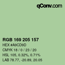 Código de color: RGB 169 205 157 | qconv.com