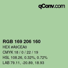 Color code: RGB 169 206 160 | qconv.com