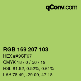 カラーコード: RGB 169 207 103 | qconv.com