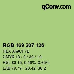 颜色代码: RGB 169 207 126 | qconv.com