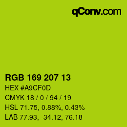 カラーコード: RGB 169 207 13 | qconv.com