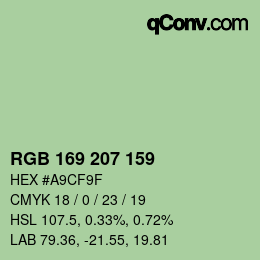颜色代码: RGB 169 207 159 | qconv.com