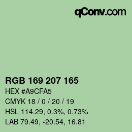 Código de color: RGB 169 207 165 | qconv.com