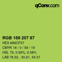 カラーコード: RGB 169 207 87 | qconv.com
