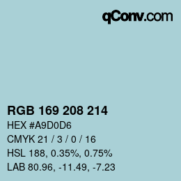 Color code: RGB 169 208 214 | qconv.com