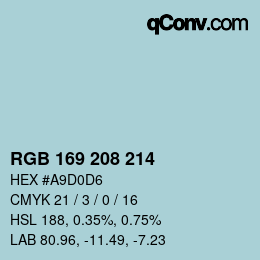 Color code: RGB 169 208 214 | qconv.com