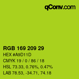 カラーコード: RGB 169 209 29 | qconv.com