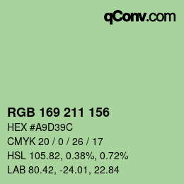 Color code: RGB 169 211 156 | qconv.com