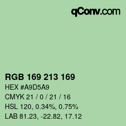 颜色代码: RGB 169 213 169 | qconv.com