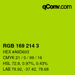 カラーコード: RGB 169 214 3 | qconv.com