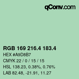カラーコード: RGB 169 216.4 183.4 | qconv.com