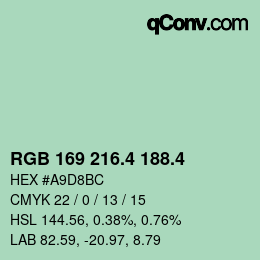 カラーコード: RGB 169 216.4 188.4 | qconv.com