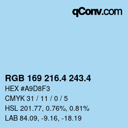カラーコード: RGB 169 216.4 243.4 | qconv.com