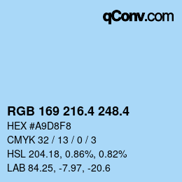 カラーコード: RGB 169 216.4 248.4 | qconv.com