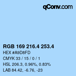 カラーコード: RGB 169 216.4 253.4 | qconv.com