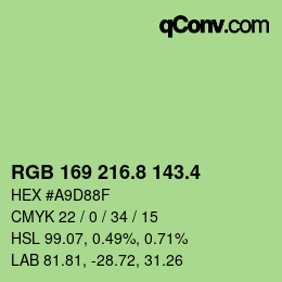 カラーコード: RGB 169 216.8 143.4 | qconv.com