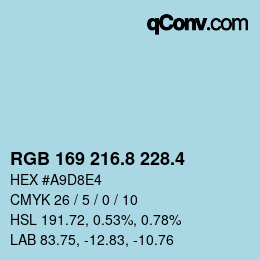 カラーコード: RGB 169 216.8 228.4 | qconv.com