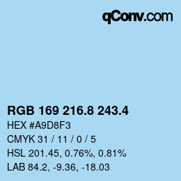カラーコード: RGB 169 216.8 243.4 | qconv.com