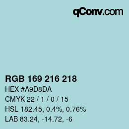 Color code: RGB 169 216 218 | qconv.com