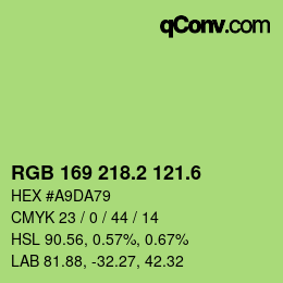 カラーコード: RGB 169 218.2 121.6 | qconv.com
