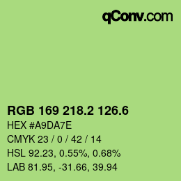 カラーコード: RGB 169 218.2 126.6 | qconv.com