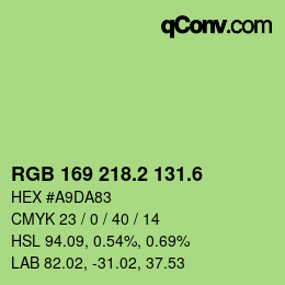 カラーコード: RGB 169 218.2 131.6 | qconv.com