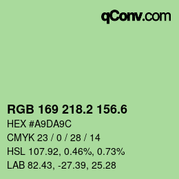 カラーコード: RGB 169 218.2 156.6 | qconv.com