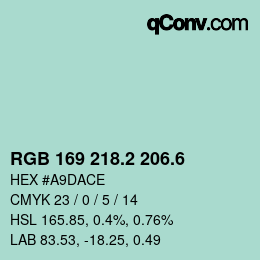 カラーコード: RGB 169 218.2 206.6 | qconv.com