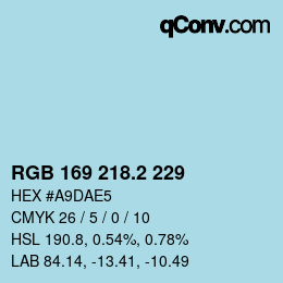 カラーコード: RGB 169 218.2 229 | qconv.com