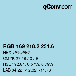 カラーコード: RGB 169 218.2 231.6 | qconv.com