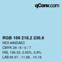 カラーコード: RGB 169 218.2 236.6 | qconv.com