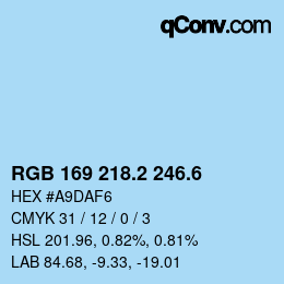 カラーコード: RGB 169 218.2 246.6 | qconv.com