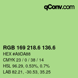 カラーコード: RGB 169 218.6 136.6 | qconv.com