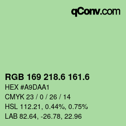 カラーコード: RGB 169 218.6 161.6 | qconv.com